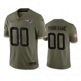 Maillot Homme New England Patriots Personnalisé Olive 2022 Salute To Service Limited